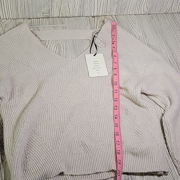 Pink Rose V Neck Open Back Detail Soft Knit Sweater Womens Size XS NWT - Picture 10 of 13